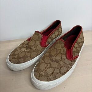 Coach Brown and Red Moccasins